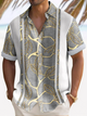 Alohadaddy Men's Plant Leaf Contrast Bowling Print Button Pocket Shirt