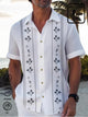 Alohadaddy Beach Holiday Guayabera Men's Bowling Shirts Vintage Floral Cotton Linen Blend Breathable Hawaiian Shirts