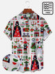 Alohadaddy Beach Vacation Retro Cartoon Floral White Men's Hawaiian Shirts Stretch Oversized Aloha Camp Pocket Shirts