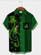 Holiday St. Patrick's Men's Vintage Bowling Shirts Shamrock Art Rock Oversized Stretch Button Hawaiian Shirts