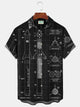 Alohadaddy Cosmos Men's Hawaiian Shirts Star Rocket Plus Size Men's Aloha Camp Pocket Shirts