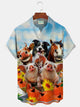 Camisas hawaianas azules de vacaciones en la playa Alohadaddy para hombre, camisas casuales con bolsillos elásticas divertidas con diseño de cerdo, perro y vaca para campamento Aloha