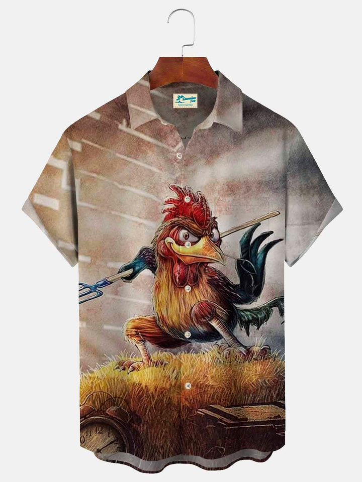Alohadaddy Vintage 50’s Fun Cartoon Kung Fu Rooster Men&