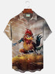Camisas de campamento para hombre Alohadaddy Vintage de los años 50 con diseño divertido de gallo de kung fu y dibujos animados Camisas hawaianas con bolsillo Aloha