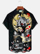 Alohadaddy Halloween Scary Cartoon Men's Casual Shirt Stretch Oversized Button Aloha Camp Shirts