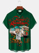 Alohadaddy Christmas Holiday Vintage Movie Men's Holiday Shirts Cartoon Fun Stretch Easy Care Camp Pocket Shirts Plus Size