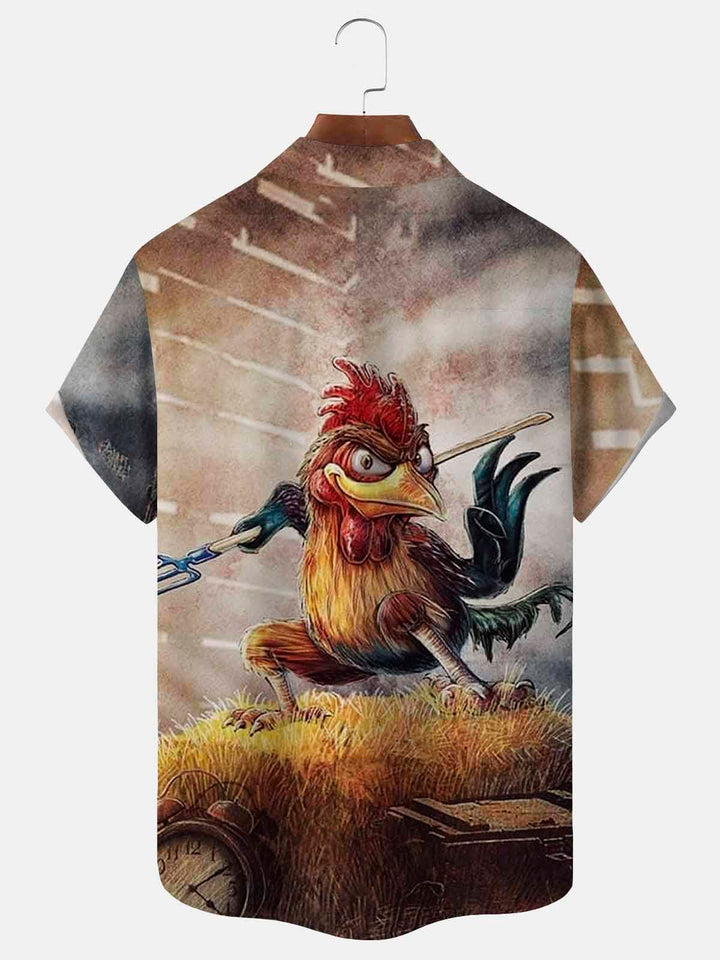 Alohadaddy Vintage 50’s Fun Cartoon Kung Fu Rooster Men&
