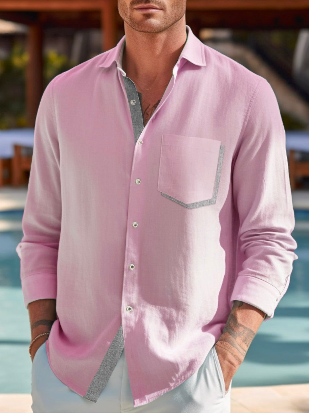 Alohadaddy Holiday Casual Solid Color Jacquard Men&