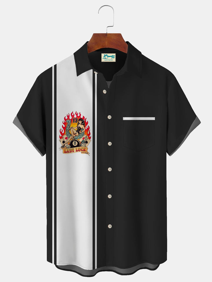 Chemise de bowling rétro Alohadaddy Retro Car Lady Luck Rockabilly Chemise Aloha de vacances surdimensionnée