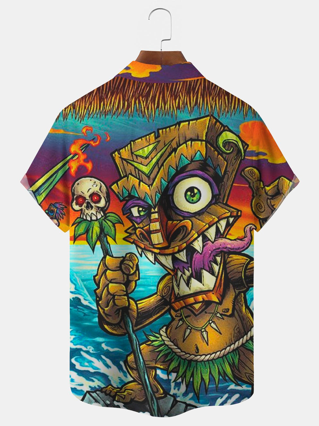 Chemise hawaïenne décontractée et respirante à imprimé tiki hawaïen pour homme Alohadaddy avec boutons sur le devant