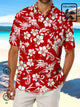 Alohadaddy Cotton Linen Vintage Red Coconut Tree Hawaiian Oversized Aloha Shirt