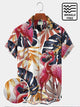 Camisas hawaianas de playa para hombre de Alohadaddy Holiday Camisas hawaianas de gran tamaño con botones y hojas tropicales de flamencos