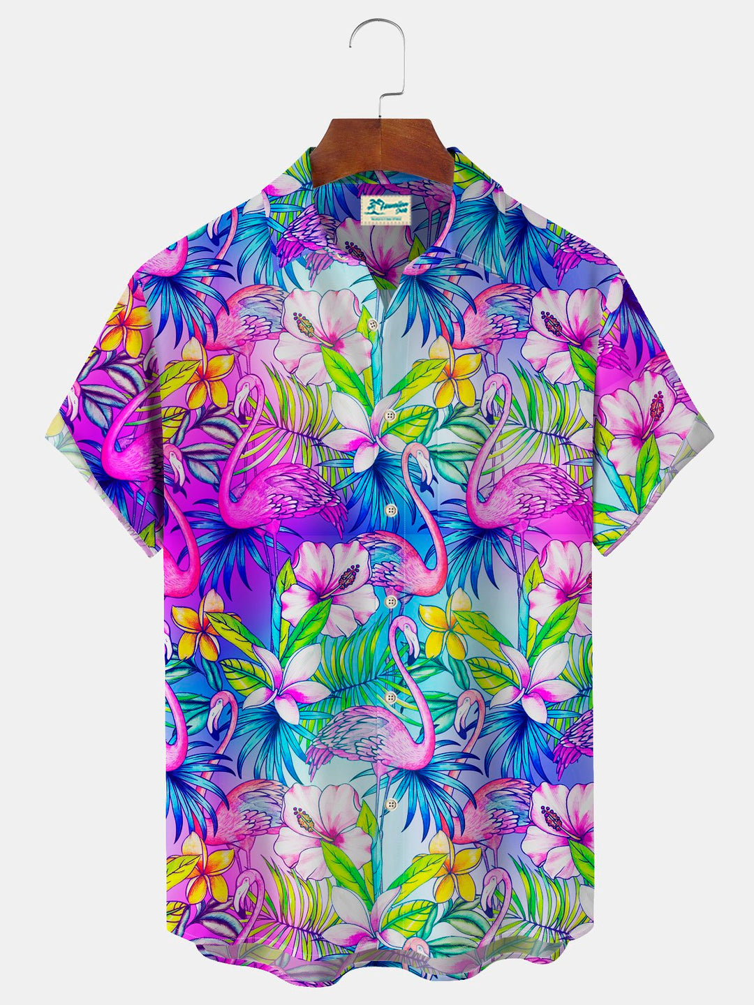 Chemises hawaïennes Aloha pour hommes et femmes, motif flamant rose tropical, vacances à la plage d&