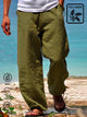 Men's Holiday Casual Cotton Linen Blend Breathable Trousers Seaside Hawaiian Pants