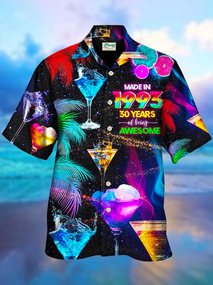 Camisas de fiesta para hombre de Año Nuevo 2023, diseño de cóctel, palmeras, sin arrugas, camisas hawaianas de talla grande