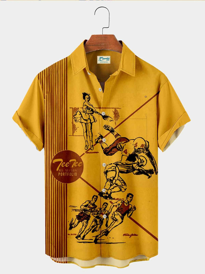 Chemise hawaïenne nostalgique de la culture pop des années 70-80 d&