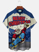 Alohadaddy Christmas Holiday Blue Men's Hawaiian Shirts Skateboard Santa Claus Cartoon Stretch Pocket Shirt Big Tall