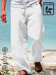 Men's Holiday Casual Cotton Linen Blend Breathable Trousers Seaside Hawaiian Pants