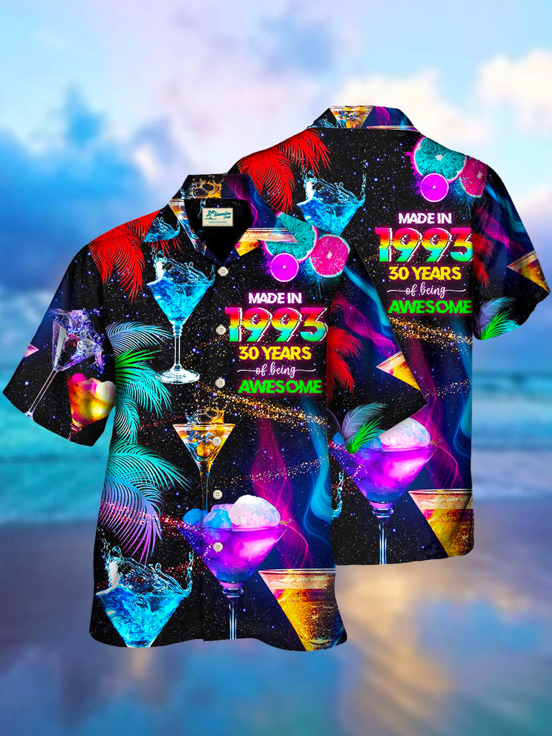 Camisas de fiesta para hombre de Año Nuevo 2023, diseño de cóctel, palmeras, sin arrugas, camisas hawaianas de talla grande