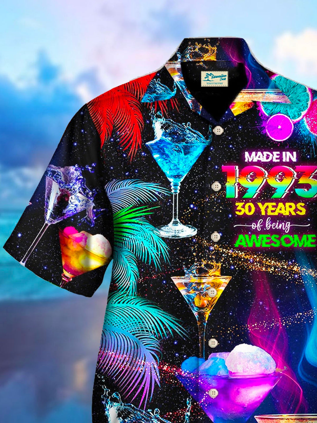 Camisas de fiesta para hombre de Año Nuevo 2023, diseño de cóctel, palmeras, sin arrugas, camisas hawaianas de talla grande