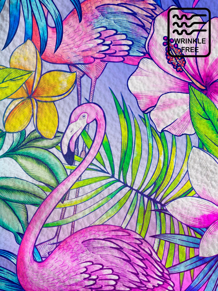 Chemises hawaïennes Aloha pour hommes et femmes, motif flamant rose tropical, vacances à la plage d&