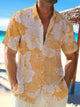 Alohadaddy Cotton Linen Floral Men's Vacation Beach Hawaiian Big & Tall Aloha Shirt