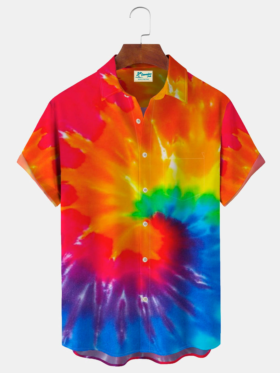 Camisa hawaiana de vacaciones para hombre, estilo hippie, con estampado de paz y amor, teñido anudado ombré, de Alohadaddy, sin arrugas, para playa, para tallas grandes y altas