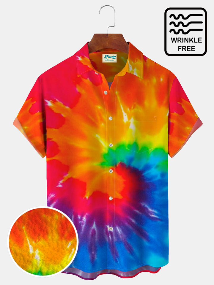Camisa hawaiana de vacaciones para hombre, estilo hippie, con estampado de paz y amor, teñido anudado ombré, de Alohadaddy, sin arrugas, para playa, para tallas grandes y altas