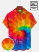 Alohadaddy Ombre Tie Dye Hippie Peace and Love Graphic Men's Vacation Beach Hawaiian Big & Tall Aloha Wrinkle-Free Shirt