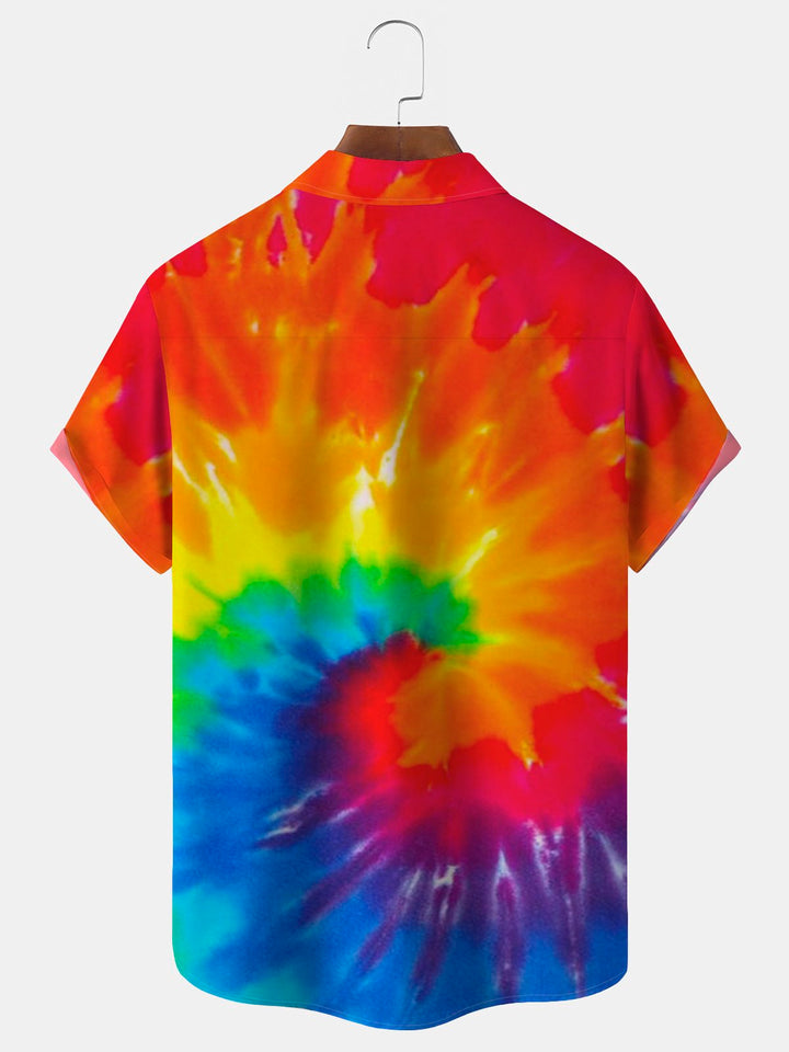 Camisa hawaiana de vacaciones para hombre, estilo hippie, con estampado de paz y amor, teñido anudado ombré, de Alohadaddy, sin arrugas, para playa, para tallas grandes y altas