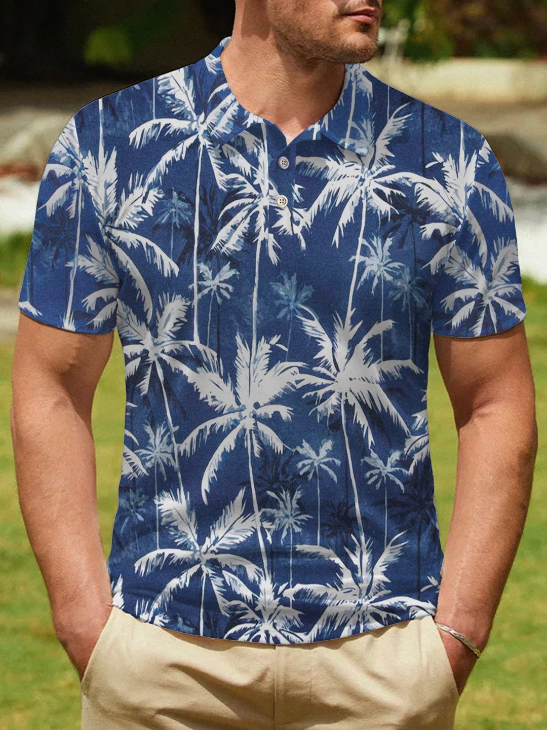 Polo de golf hawaïen à imprimé cocotiers Alohadaddy pour grandes tailles