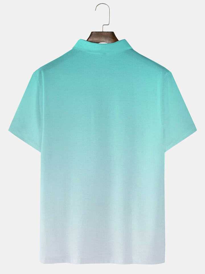 Alohadaddy Gradient Tropical Leaf Basic Print Beach Hawaiian Big &amp; Tall Aloha Golf Polo Shirt