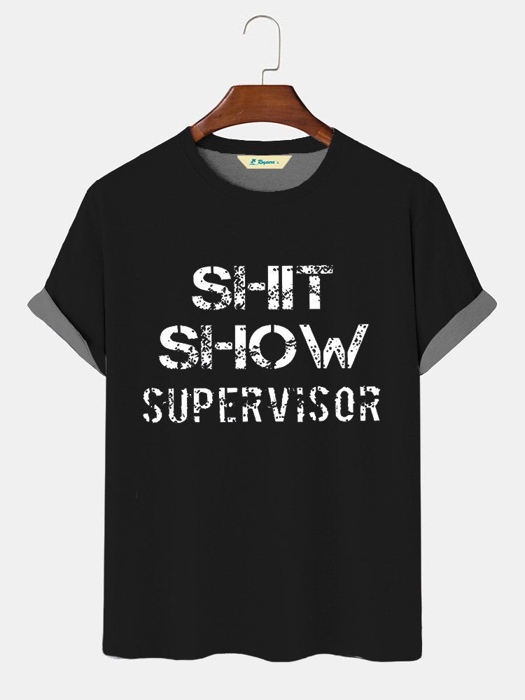 Camiseta básica hawaiana informal para hombre, talla grande y alta, con gráfico divertido de supervisor de espectáculo de mierda de Alohadaddy
