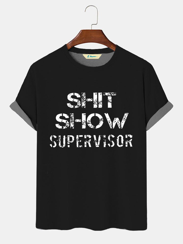 Camiseta básica hawaiana informal para hombre, talla grande y alta, con gráfico divertido de supervisor de espectáculo de mierda de Alohadaddy