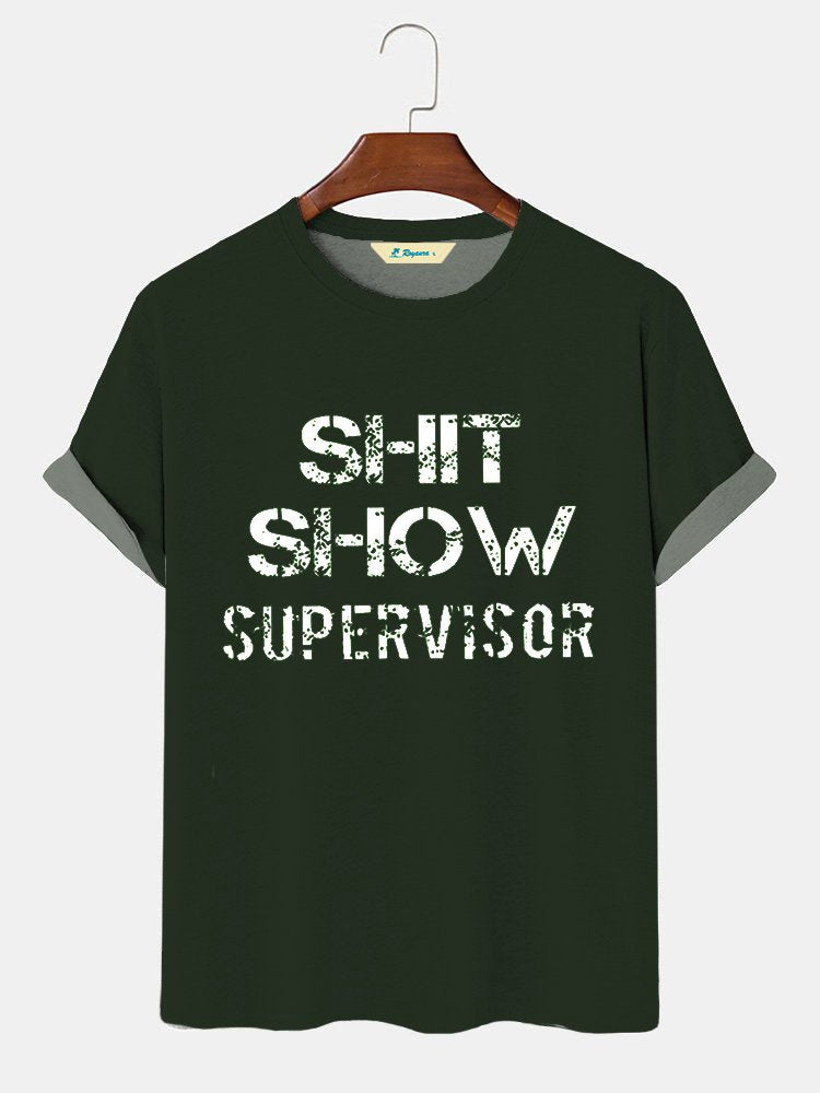 Camiseta básica hawaiana informal para hombre, talla grande y alta, con gráfico divertido de supervisor de espectáculo de mierda de Alohadaddy