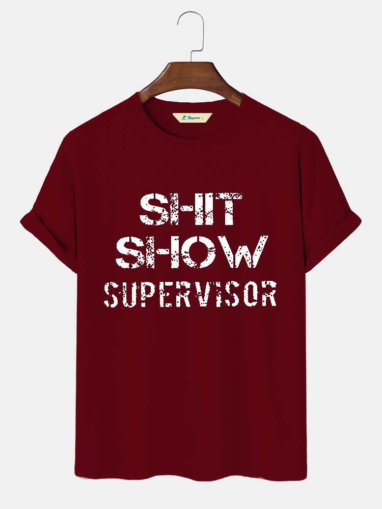 Camiseta básica hawaiana informal para hombre, talla grande y alta, con gráfico divertido de supervisor de espectáculo de mierda de Alohadaddy