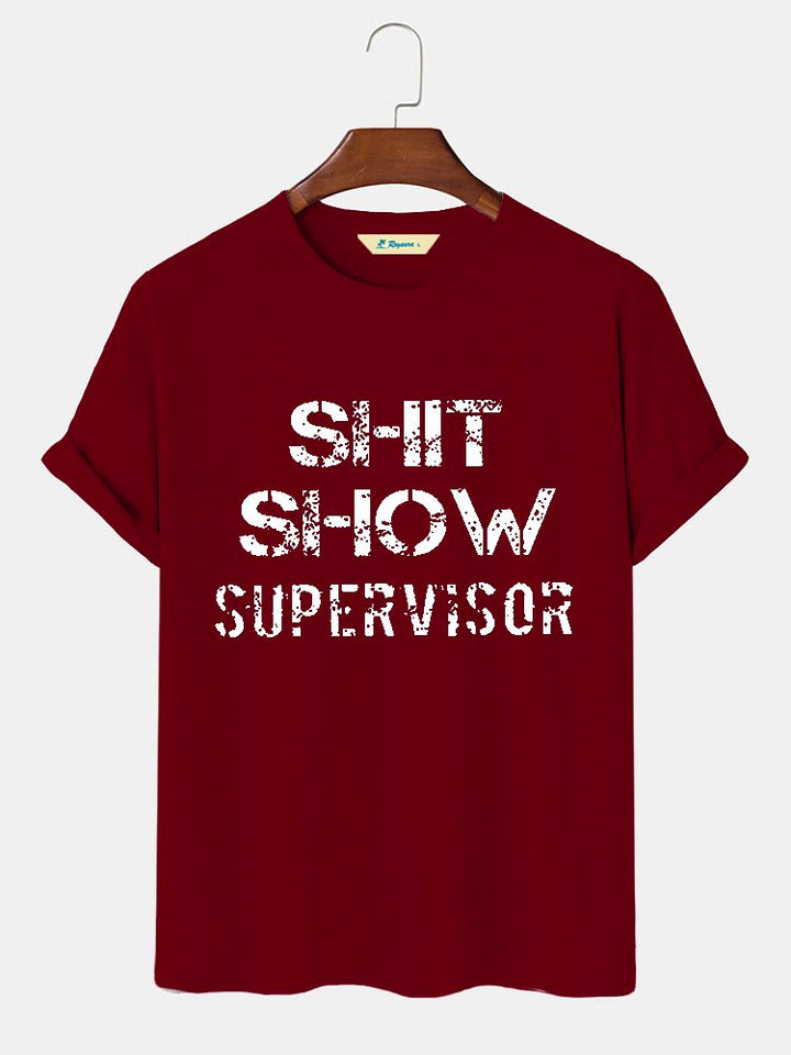 Camiseta básica hawaiana informal para hombre, talla grande y alta, con gráfico divertido de supervisor de espectáculo de mierda de Alohadaddy
