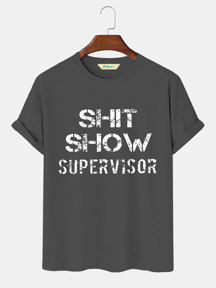 Camiseta básica hawaiana informal para hombre, talla grande y alta, con gráfico divertido de supervisor de espectáculo de mierda de Alohadaddy