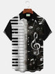 Alohadaddy Vintage Bowling Piano Note Print Men's Vacation Hawaiian Big and Tall Aloha Shirt