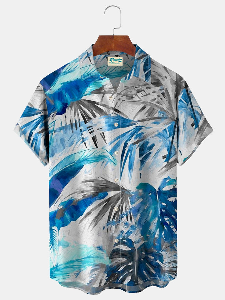 Chemise hawaïenne sans plis Alohadaddy à imprimé dégradé de feuilles tropicales pour homme, grande taille, vacances, plage, Aloha
