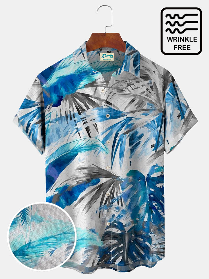 Chemise hawaïenne sans plis Alohadaddy à imprimé dégradé de feuilles tropicales pour homme, grande taille, vacances, plage, Aloha