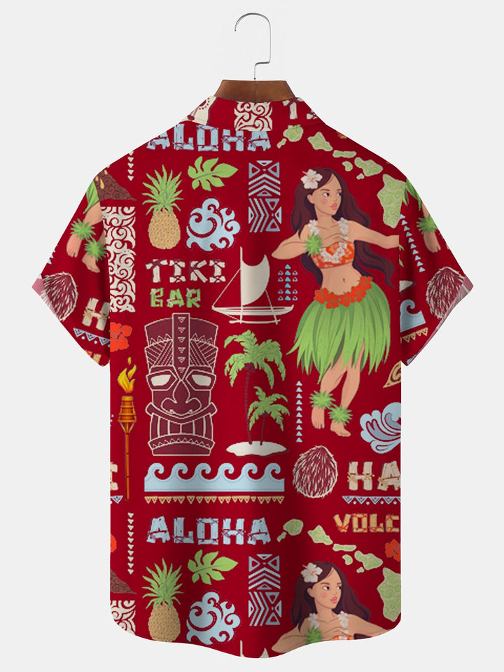Chemise hawaïenne Alohadaddy TIKI Hula à imprimé ethnique pour homme, grande taille, pour les vacances