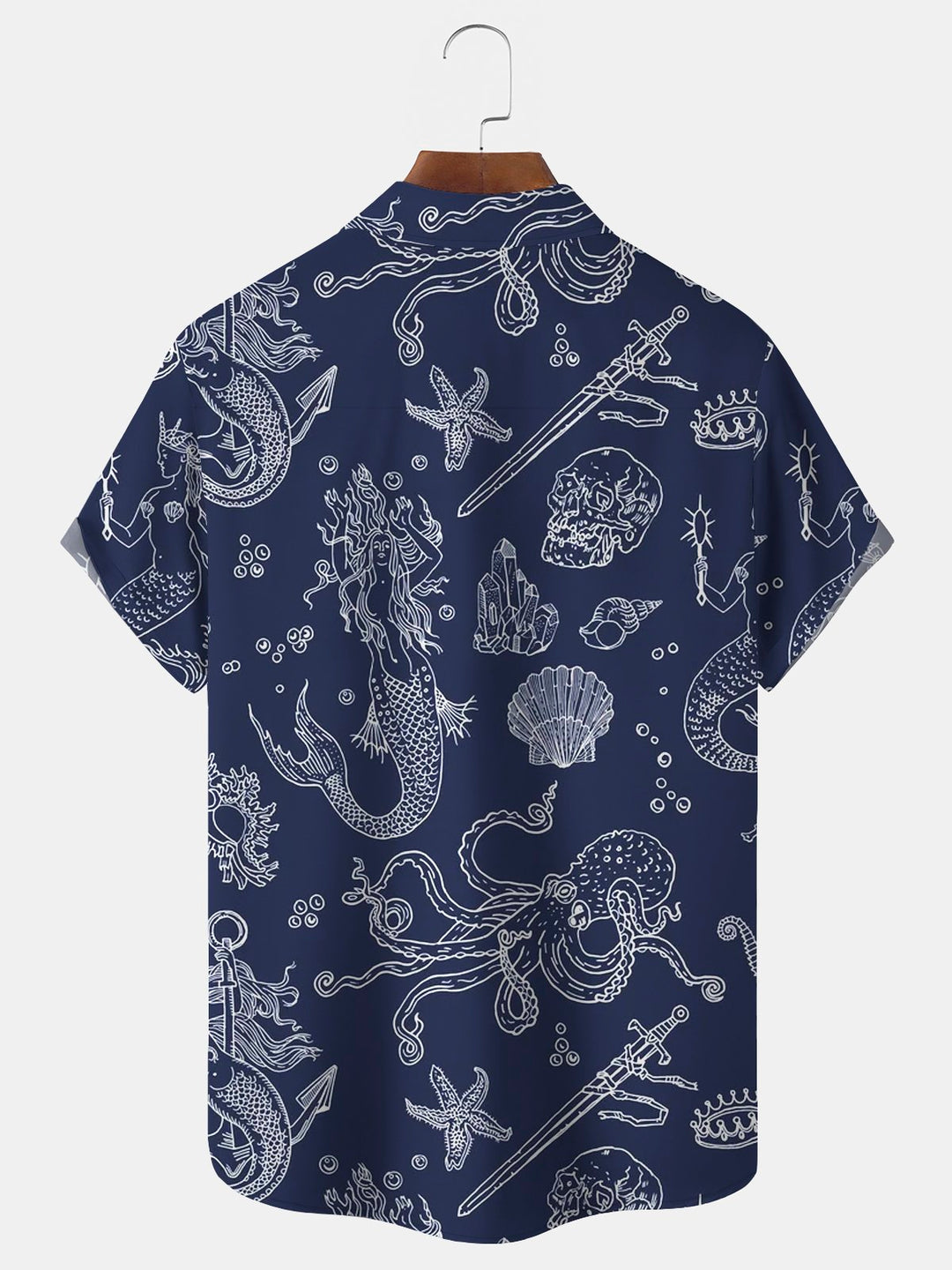 Camisa hawaiana de vacaciones para hombre, de Alohadaddy, con estampado de calavera náutica y pulpo, talla grande y alta
