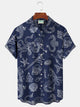 Alohadaddy Octopus Nautical Skull Print Beach Men's Vacation Hawaiian Big and Tall Aloha Shirt