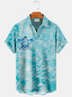 Alohadaddy Seawater Skull Print Beach Men's Vacation Hawaiian Big and Tall Aloha Shirt