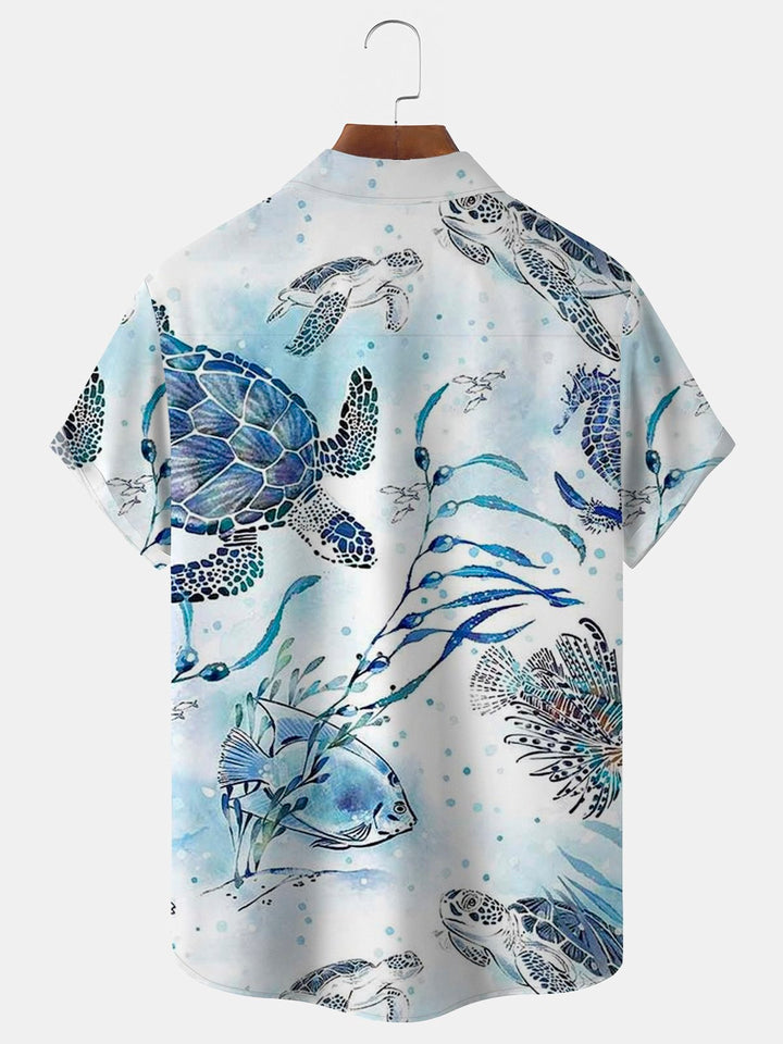 Chemise Aloha grande et grande taille pour homme avec imprimé tortue nautique Honu Ocean de Alohadaddy