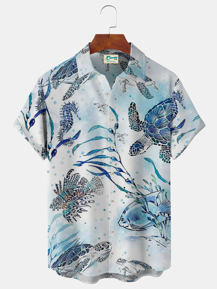 Chemise Aloha grande et grande taille pour homme avec imprimé tortue nautique Honu Ocean de Alohadaddy