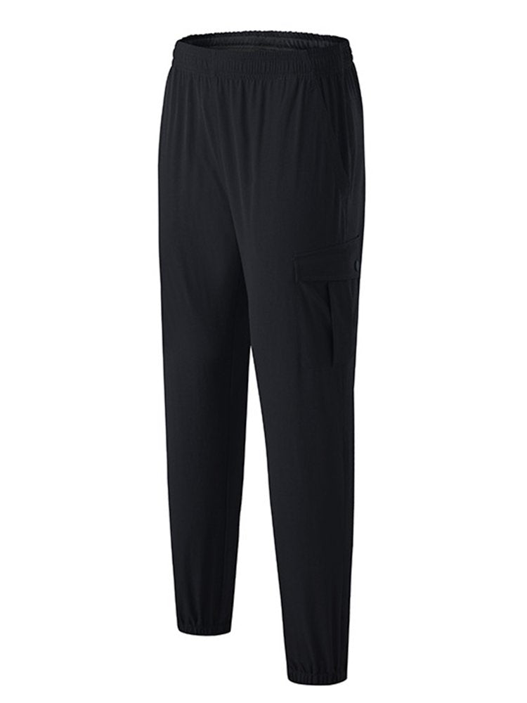Pantalones de secado rápido para exteriores para hombre, pantalones holgados de tejido elástico con pies de viga, pantalones casuales de fitness