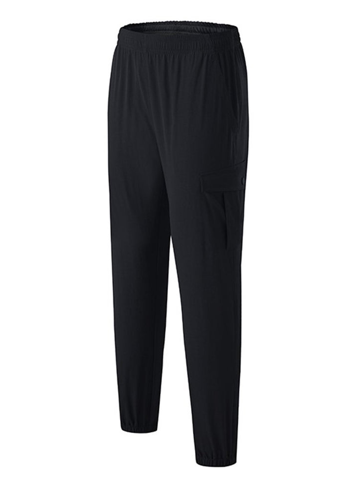 Pantalones de secado rápido para exteriores para hombre, pantalones holgados de tejido elástico con pies de viga, pantalones casuales de fitness