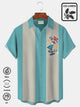 Alohadaddy 50‘s Men's Vintage Bowling Shirts Mid-Century Geometric Cocktail Cotton Linen Blend Hawaiian Shirts